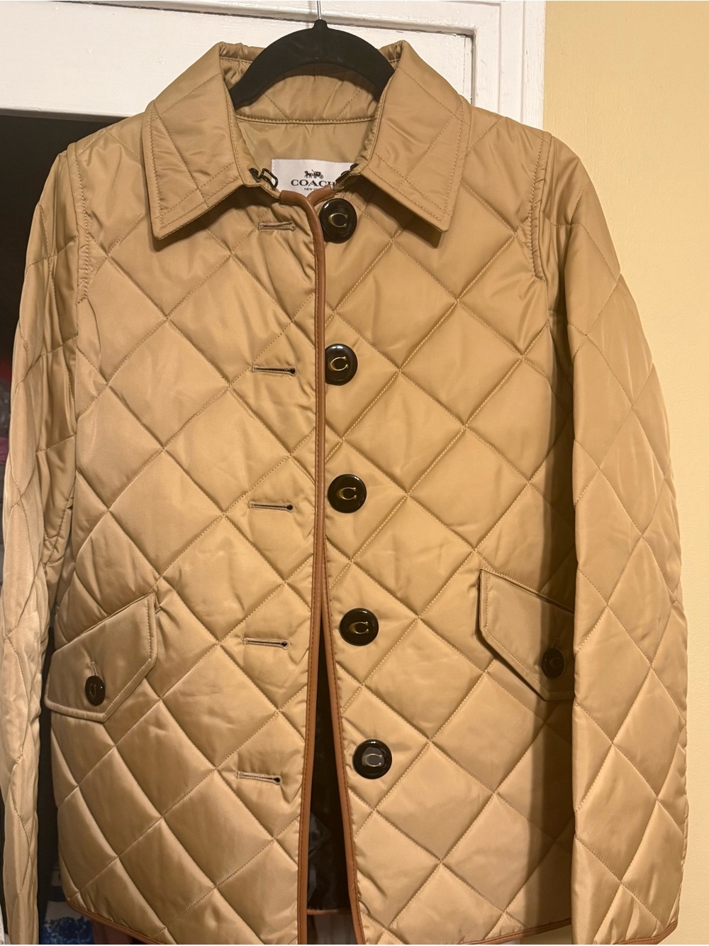 Coach Quilted Tan Puffer Jacket